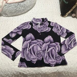 Vintage 90s Necessary objects floral mesh button down S